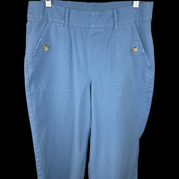 Anybody All-Streth Twill Wide Leg Cropped Pants Dusk Blue Medium Pockets Casual - Picture 2 of 14